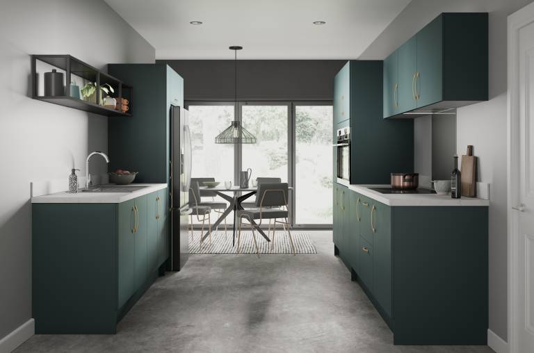 kitchen with multiple types of shelves