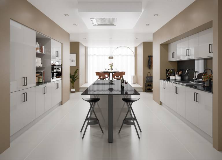 kitchen with upper cabinets