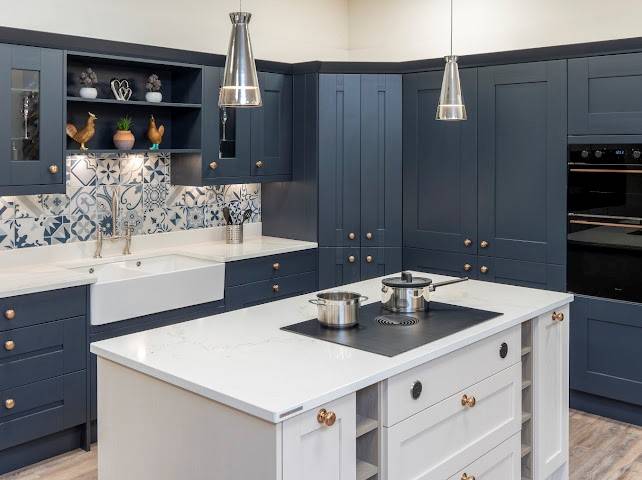 Austin Indigo and Langdale Harbour kitchen display