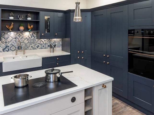 Austin Indigo and Langdale Harbour kitchen display