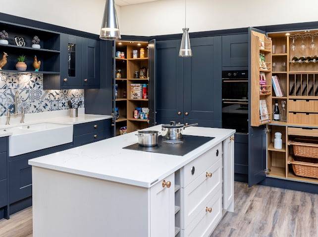 Austin Indigo and Langdale Harbour kitchen display