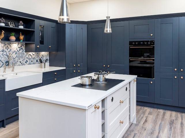 Austin Indigo and Langdale Harbour kitchen display
