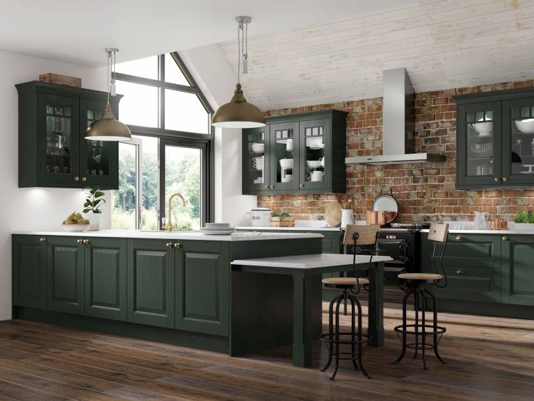 forest green autumn kitchen