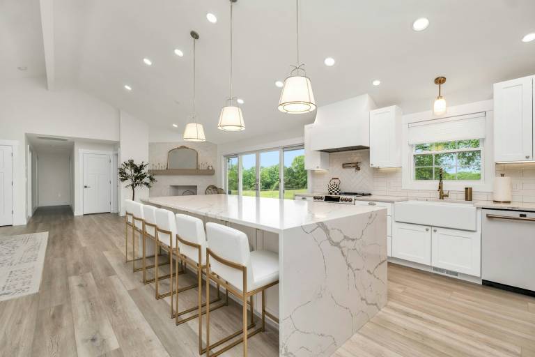 a big white kitchen