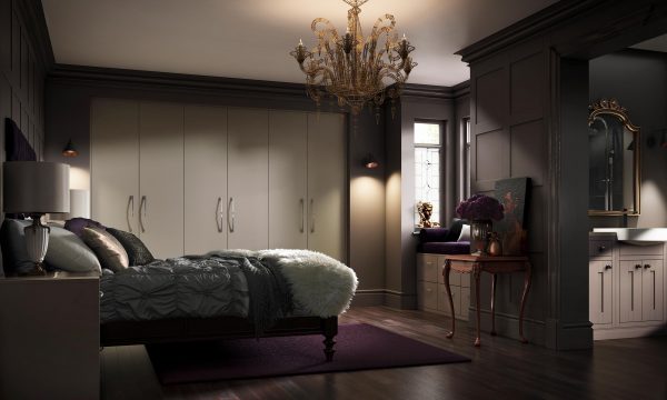 a modern bedroom with mood lighting