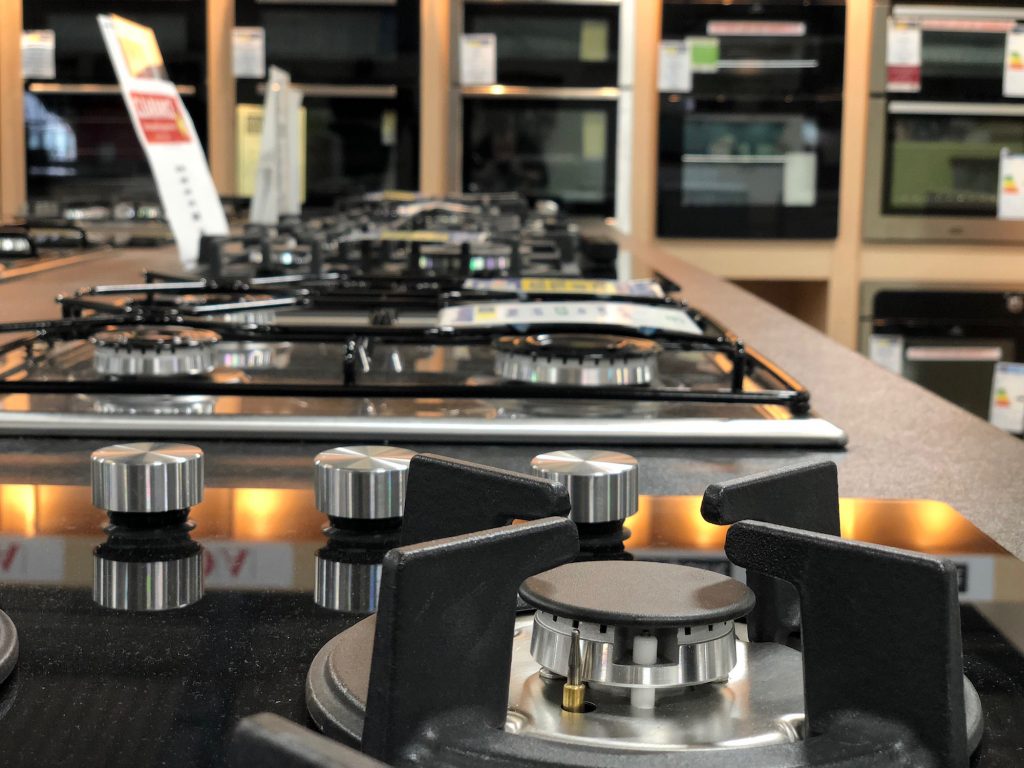 Angle shot of a line of hobs