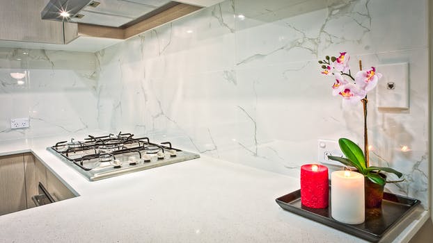 A clear kitchen worktop