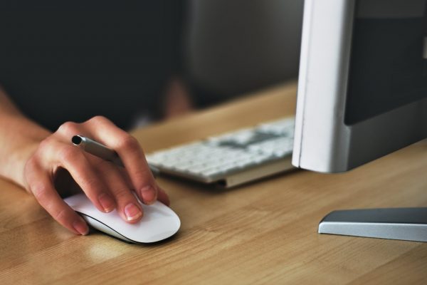 A woman on the computer