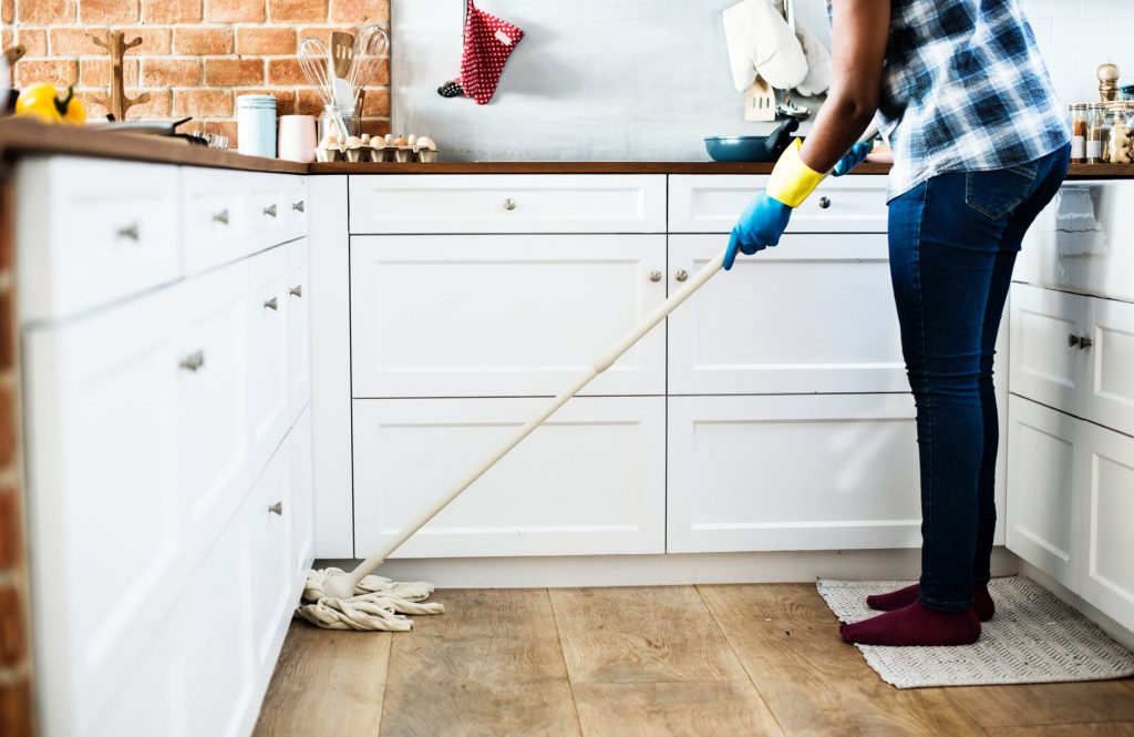 cleaning kitchen floor