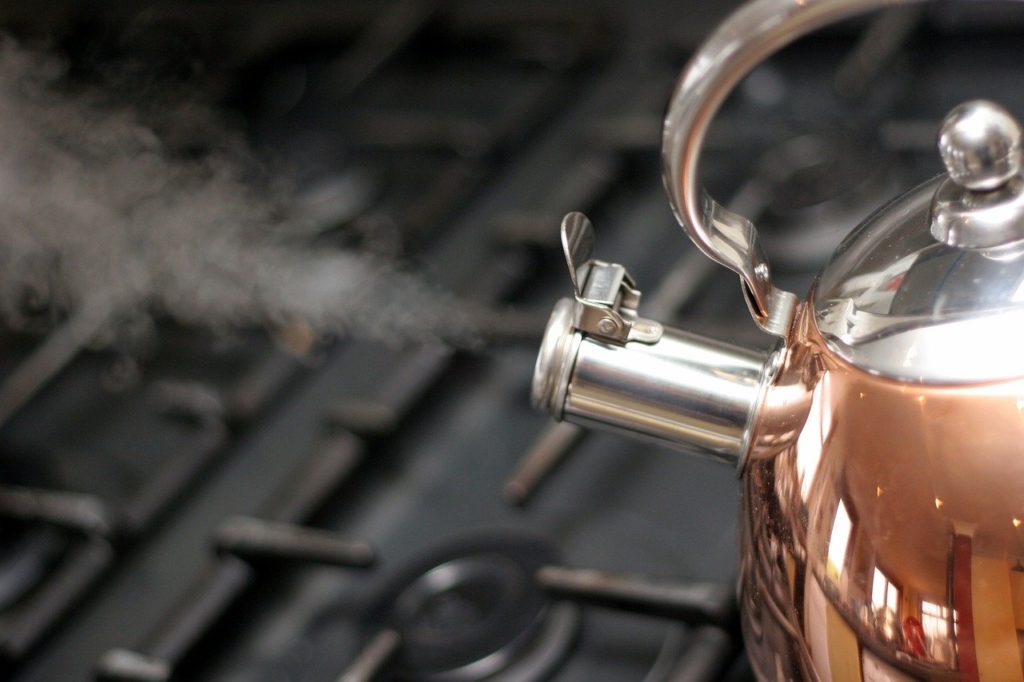 close up of steam from a kettle