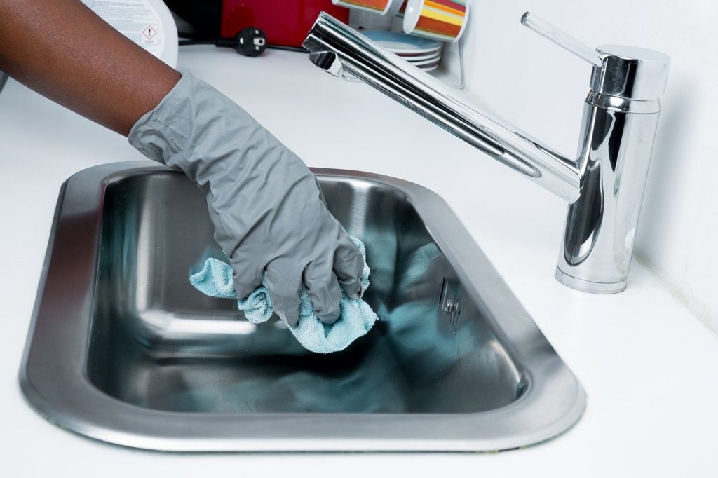 disinfecting the kitchen sink