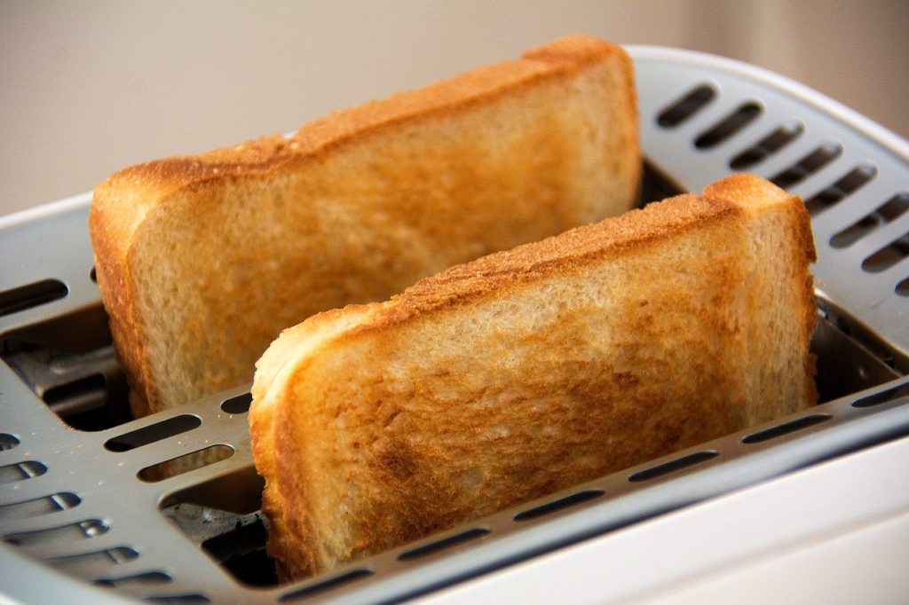 toast slices in a toaster