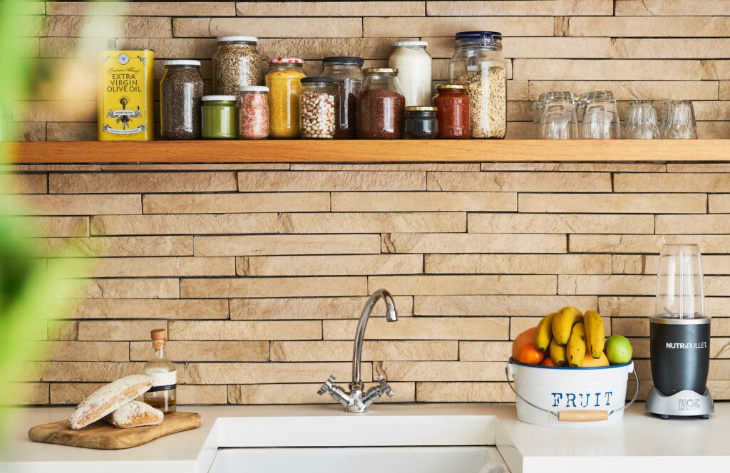 a tidy and clean sink in the kitchen